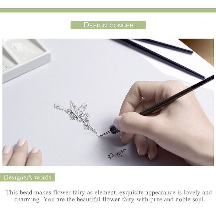 Bamoer Genuine 100% Sterling Sier Flower Fairy Pendant Long Chain Necklace for Women Party Birthday Gift Fine Jewelry_voghion.com