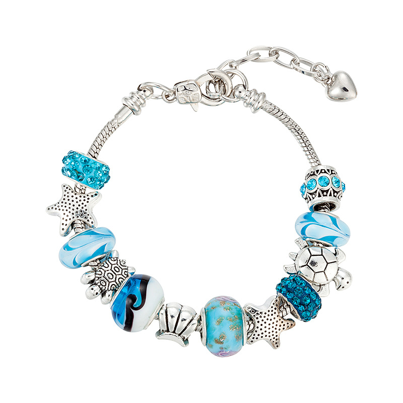 Verre bleu populaire série Zhuhai Ocean Bracelet étoile de mer tortue Bracelet réglable perlé 18 + 5 femme_voghion.com