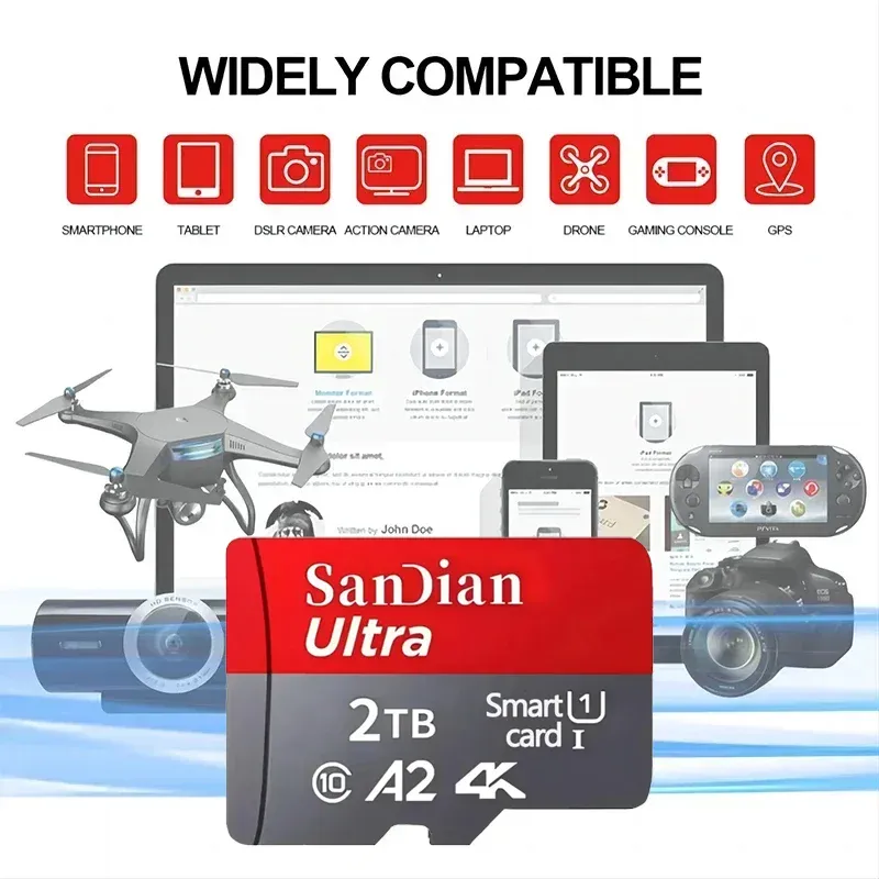 Hoge snelheid Micro TF 256GB 512GB kaart A2 V30 SD-geheugen 1TB 2TB hoge capaciteit kaarten voor smartphone/pc/laptop_voghion.com