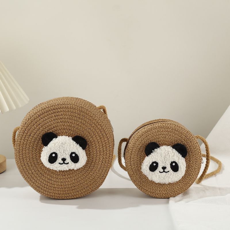 Piccola borsa a tracolla piccola per telefono in paglia intrecciata da spiaggia estiva Little Panda 2025 per donna_voghion.com