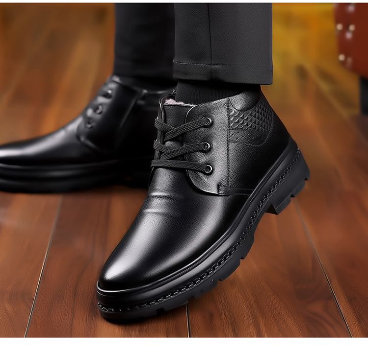 Vīriešu ziemas ādas vilnas un vilnas biezinātas siltas kokvilnas sniega zābaki augstas augšdaļas neslīdoši vīriešu apavi_voghion.com