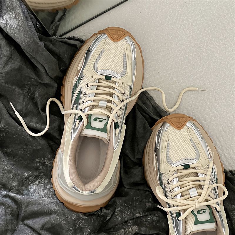 Yaz 2024 Yeni Nefes Alabilen File Çift Erkek Moda Günlük Spor Baba Ayakkabıları_voghion.com