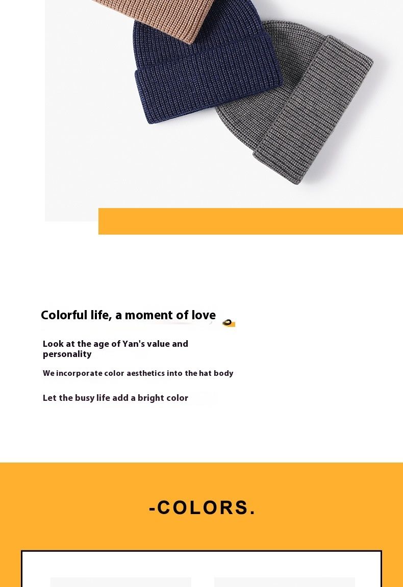 Autumn And Winter Korean Women's Knitted Hat For Warmth Ear Protection Couple Cold Hat Face Highlighting Small Light Board Knitted Hat_voghion.com