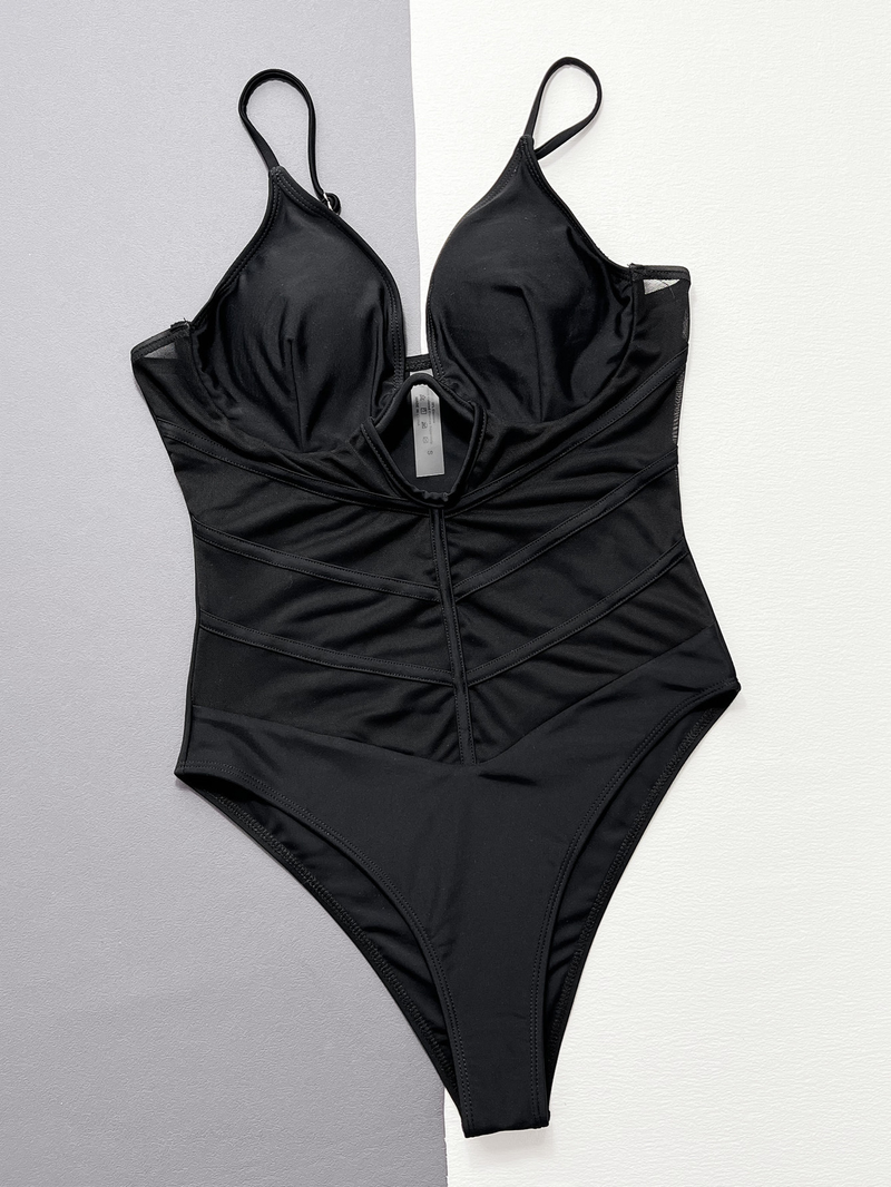 Roupas femininas maiô de uma peça malha emenda conjunto de biquíni de uma peça_voghion.com