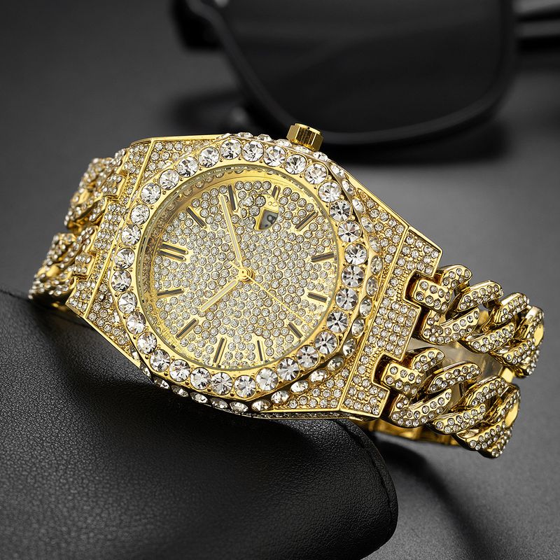 Men's Watch Hip Hop Iced Diamond Watch Men's Fashion Cuban Chain Quartz Watch_voghion.com