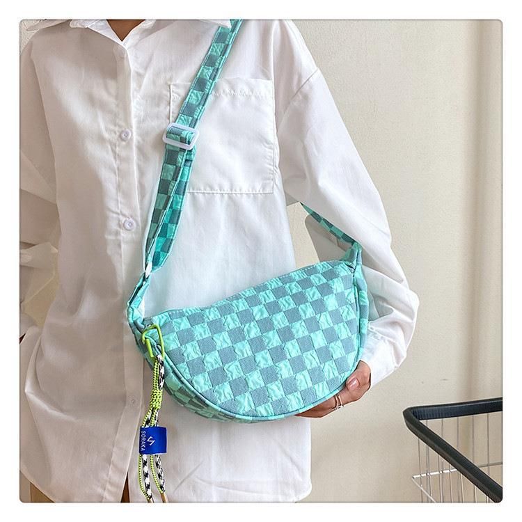 Checkered Dumpling Bun Women's Bag 2024 New Korean Small Form Design Fashionable and Versatile One Shoulder Crossbody Bag_voghion.com