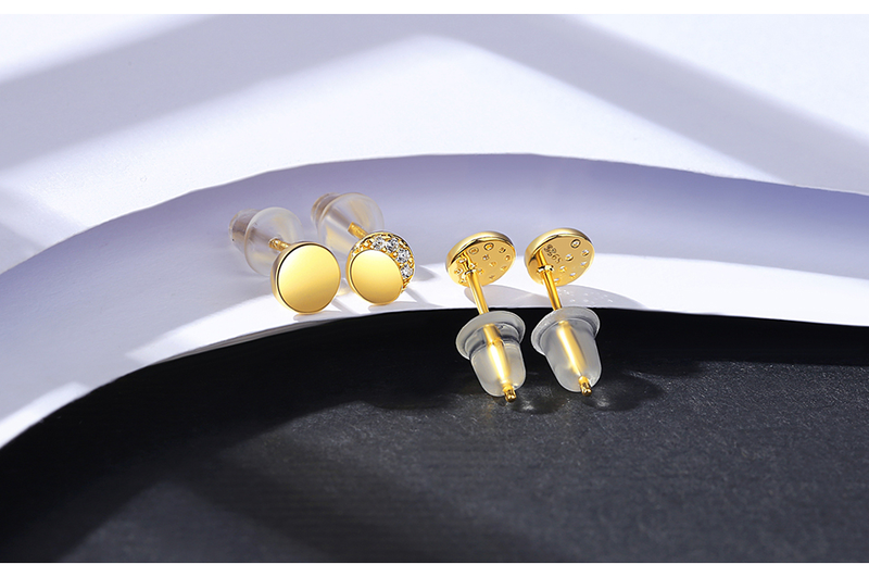 Sterling Verzilverd 14K Goud Ronde Stud Oorbellen sets voor Vrouwen Fijne Sieraden CZ Boucle D'Oreille Femme Bijoux Gift_voghion.com