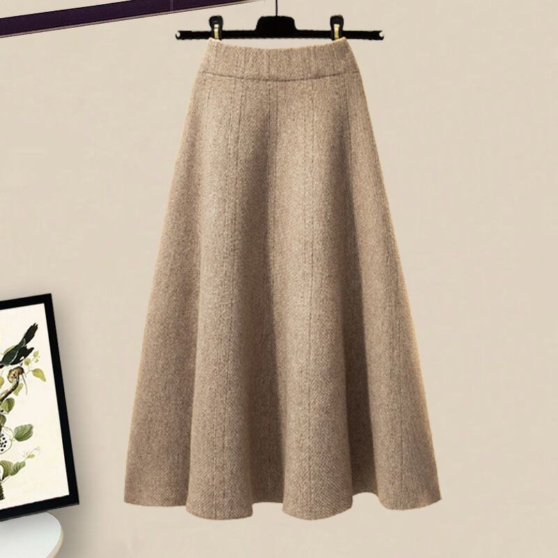 Women's Clothing Large Size Autumn And Winter Suits For Women 2024 New Lazy Loose Western Style Knitted Sweater Women's Slim Skirt Two Piece Suit_voghion.com