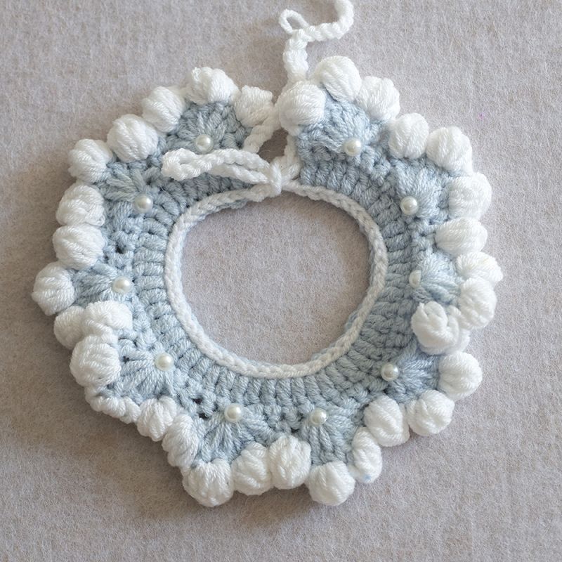 Collier pour chat/chiot/petit chien, style Instagram, tricoté à la main, avec perles fraîches._voghion.com