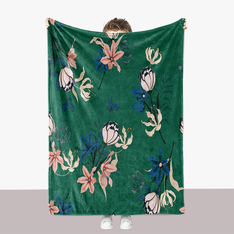 Couverture épaisse en flanelle imprimée en 3D pour canapé, séries fleurs, fleurs et plantes_voghion.com
