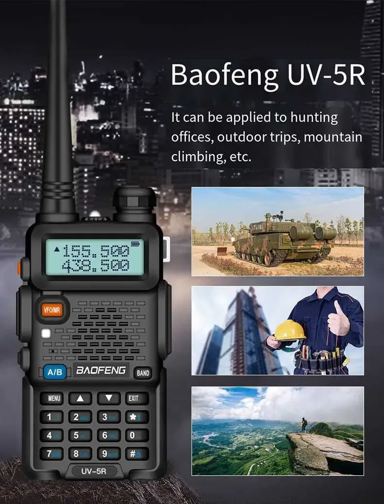 Lepsza jakość Baofeng UV-5R Ulepszony krótkofalówka - wysokiej mocy, bezprzewodowy radiotelefon FM o dużym zasięgu do zastosowań komercyjnych i cywilnych_voghion.com