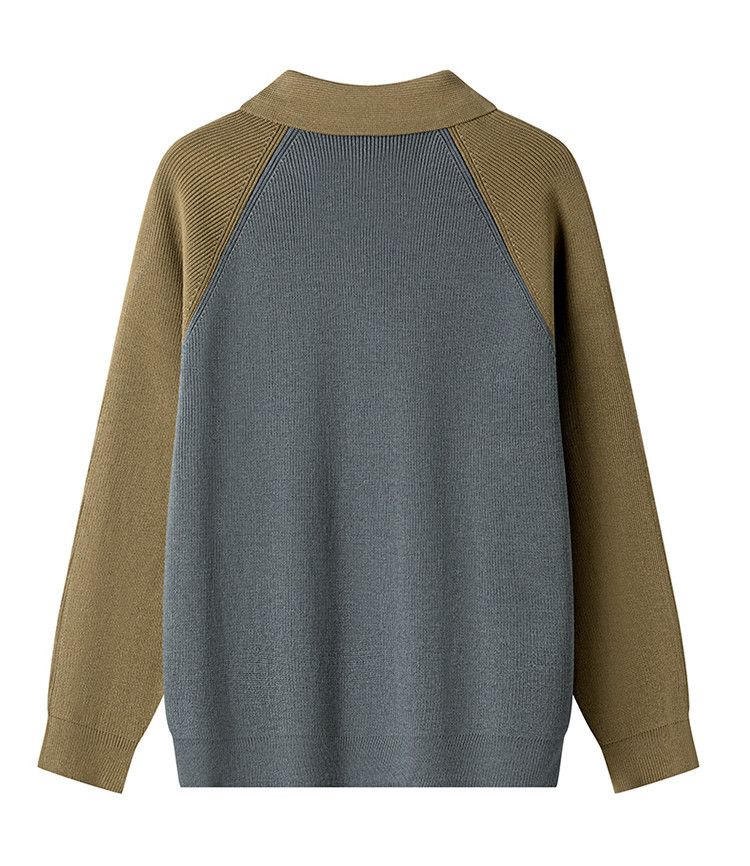 Korean Style Knitted Half Zip Pullover Men's New Autumn And Winter Raglan Sleeve Casual Loose Sweater_voghion.com
