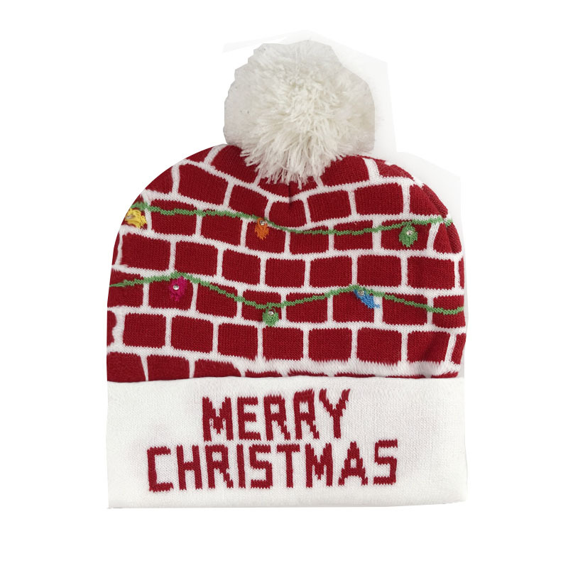 Hat  new style removable battery colorful luminous knitted hat Santa Claus LED light Christmas hat_voghion.com