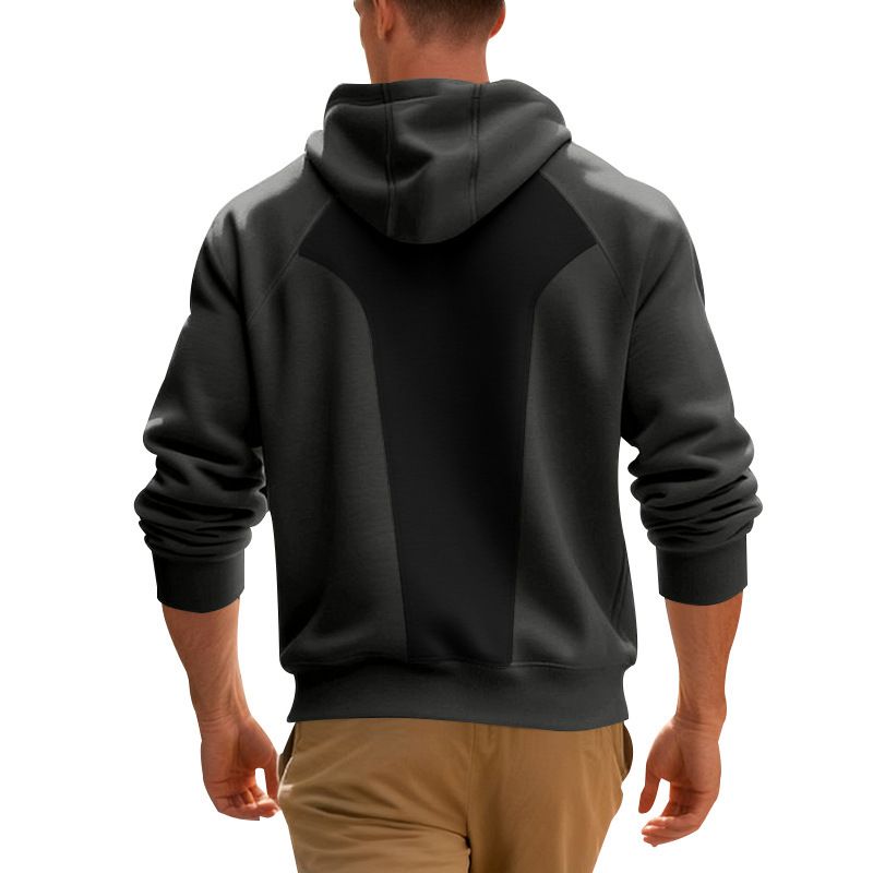Men's Heavyweight Fleece Zip-Up Hoodie – Winter Pullover With Contrast Stitching & Kangaroo Pockets (S-XXXL, Stand Collar)_voghion.com