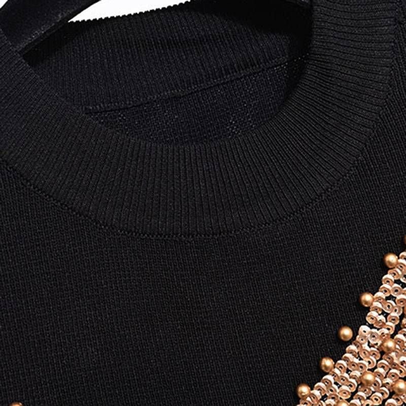 Dameskleding Sequined Sweater Harem Pinto Broek Tweedelige Set_voghion.com