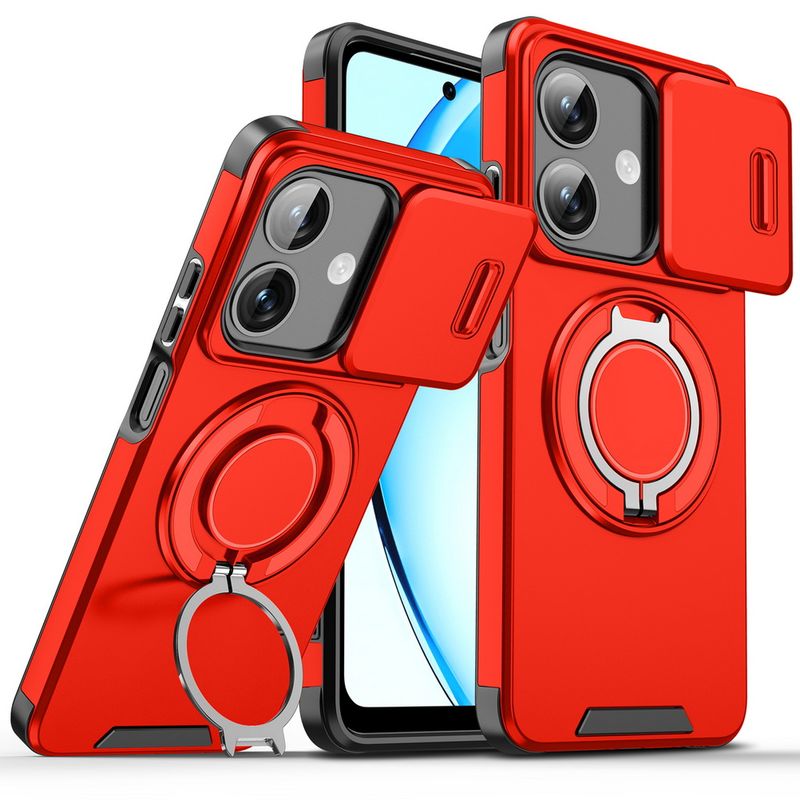 Sliding Camera Protects Phone Case For A3x A3 A40 A60 A60m OPPO 13F Reno 13 Pro Reno13 Metal Bracket Red Cover_voghion.com
