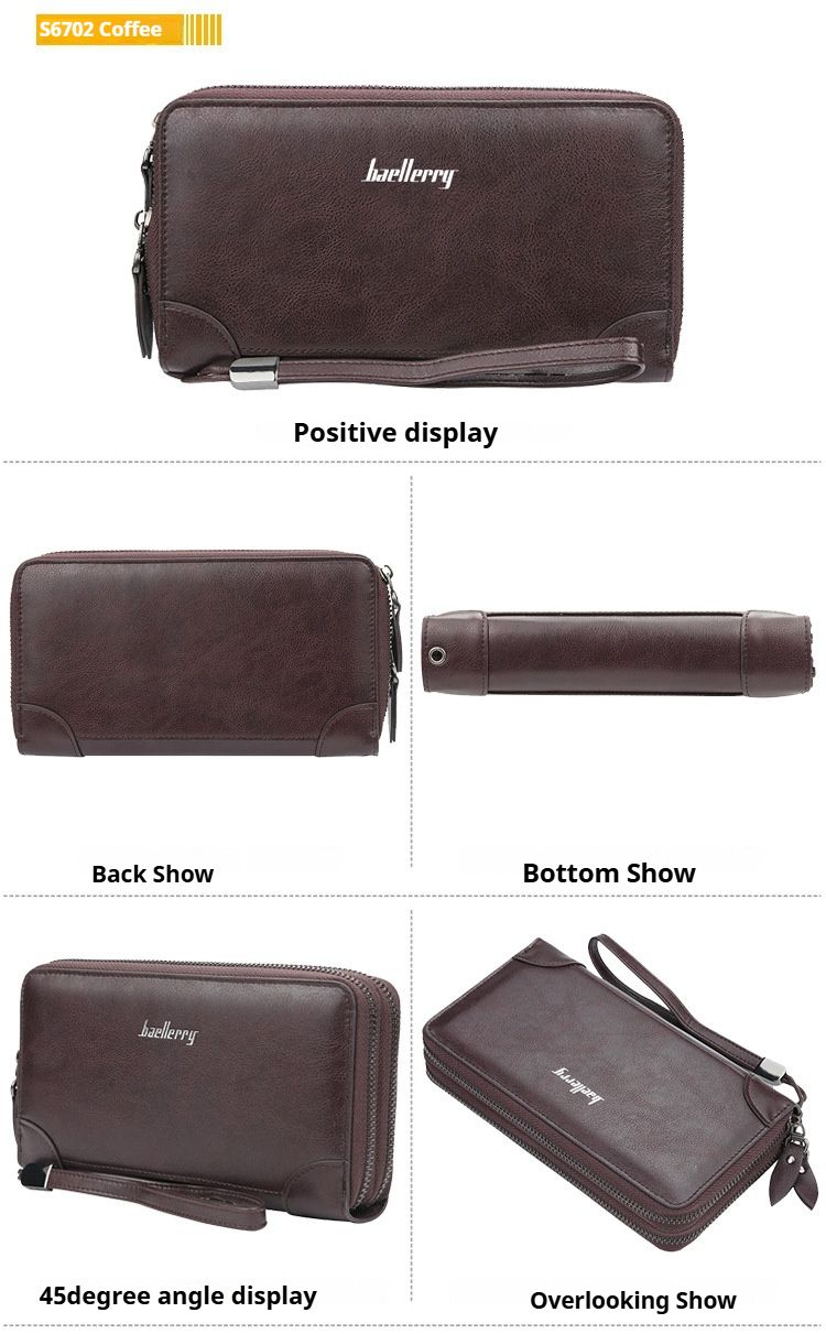 Geldbörse, neue hochwertige multifunktionale Geldbörse mit großem Fassungsvermögen für Herren – lange Clutch mit Doppelreißverschluss, stilvolles und praktisches Design, für den täglichen Gebrauch geeignet_voghion.com