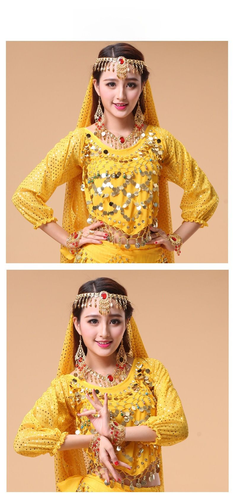 Traje de danza india para niños, danza étnica de Xinjiang, traje de baile deportivo, danza del vientre, Top de manga larga destacado_voghion.com