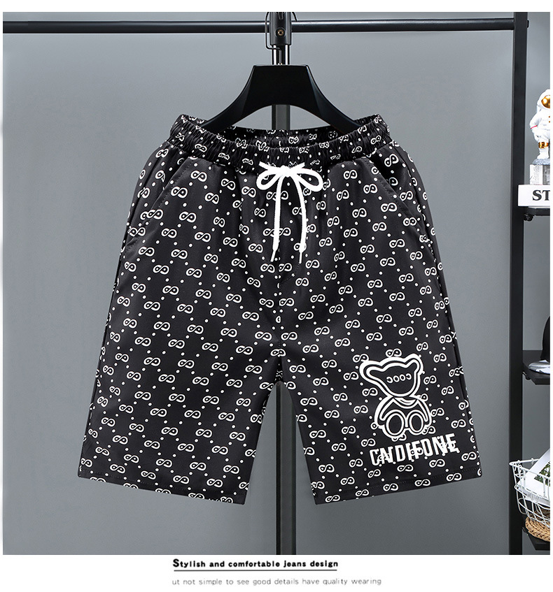 Man's clothing Men's summer digital print casual shorts beach pants 5 minutes high-grade ice silk loose handsome_voghion.com