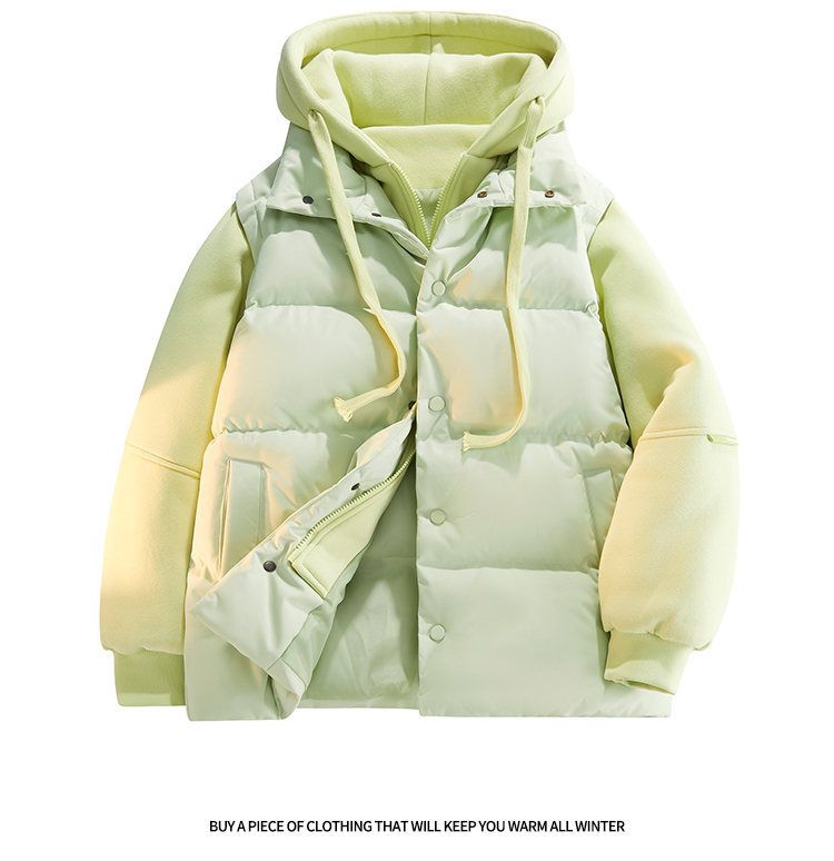 Men's Fashionable Two-Tone Hooded Winter Jacket With Fleece Lining - Lightweight Warm Coat For Casual Daily Wear_voghion.com