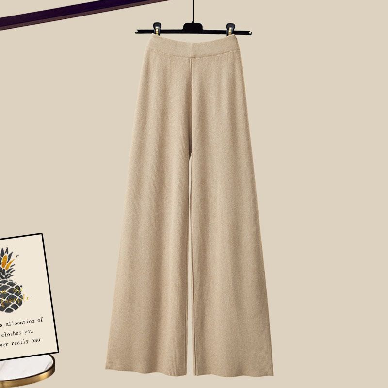 Women’s Clothing Fashion autumn suit women sweater women new large size women's shirt wide leg pants three piece knitted slim_voghion.com