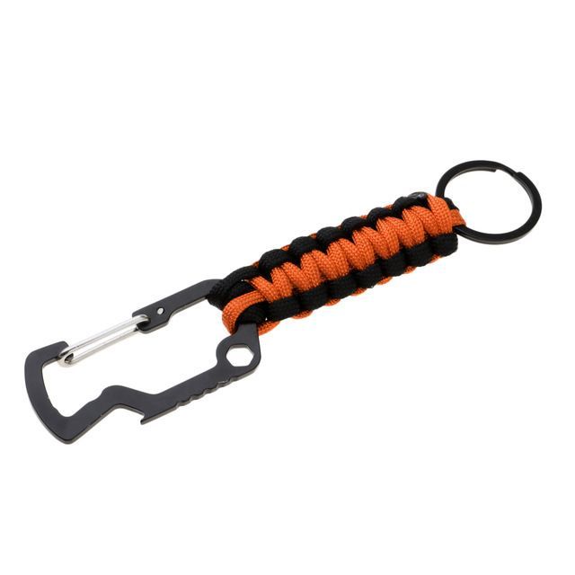 Tragbarer Survival-Paracord-geflochtener multifunktionaler kleiner Hai-Flaschenöffner für den Außenbereich, Klettern, Edelstahl-Schlüsselanhänger_voghion.com