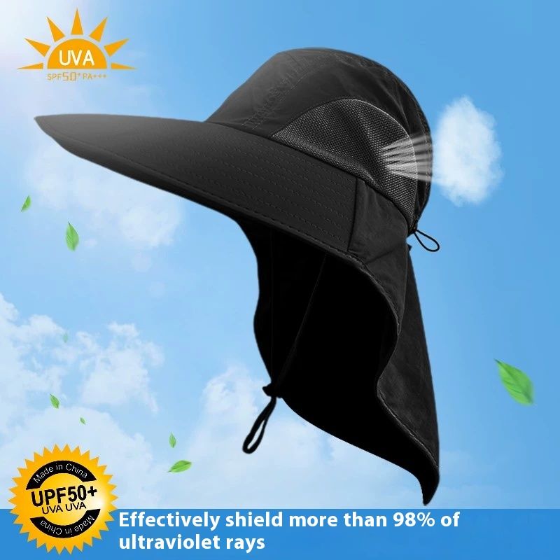 Protecție solară pentru față și gât cu boruri largi pentru bărbați și femei, pălărie de pescar rezistentă la UV pentru ciclism, pescuit_voghion.com