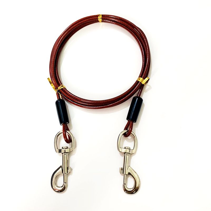 Double-Headed Two-in-One Extended Iron Steel Wire Pet Supplies Training Leash Dog Chain Traction Rope_voghion.com