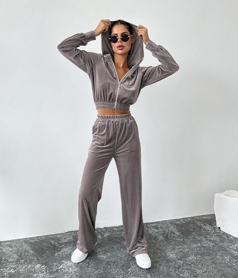 Felpa con cappuccio in maglia, set sportivo casual in due pezzi, autunno e inverno 2023, nuovo stile da strada per donna_voghion.com