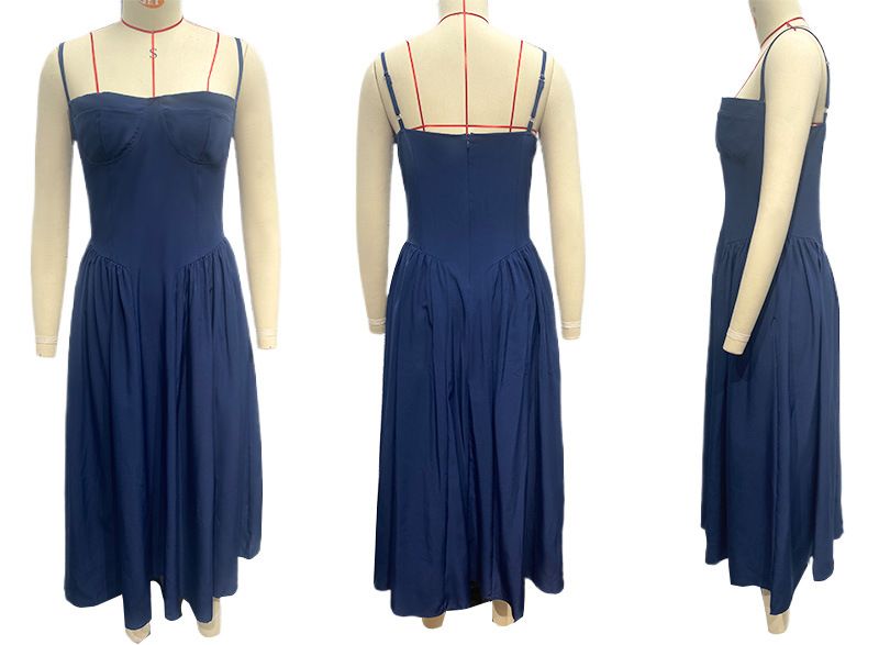 Gonna lunga estiva in stile palazzo francese, con abito a fascia e cintura, per donna_voghion.com