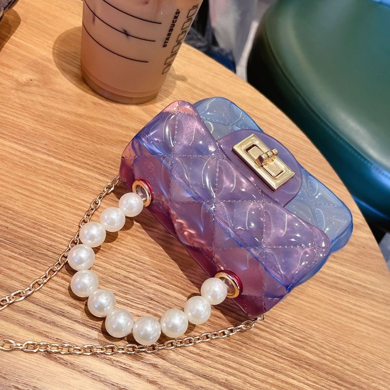 Sac d'été transparent en PVC, mini sac carré à main avec perles, sac à bandoulière simple pour femme_voghion.com