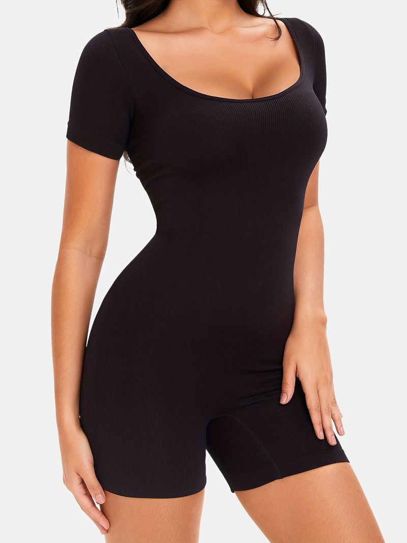 Shapewear Bodysuit Seamless Short Sleeved One Piece Body Shaper, Hip Lifting And Tummy Tightening Body Shaper, Yoga Pants, Boxer Bottom Body Shaper_voghion.com
