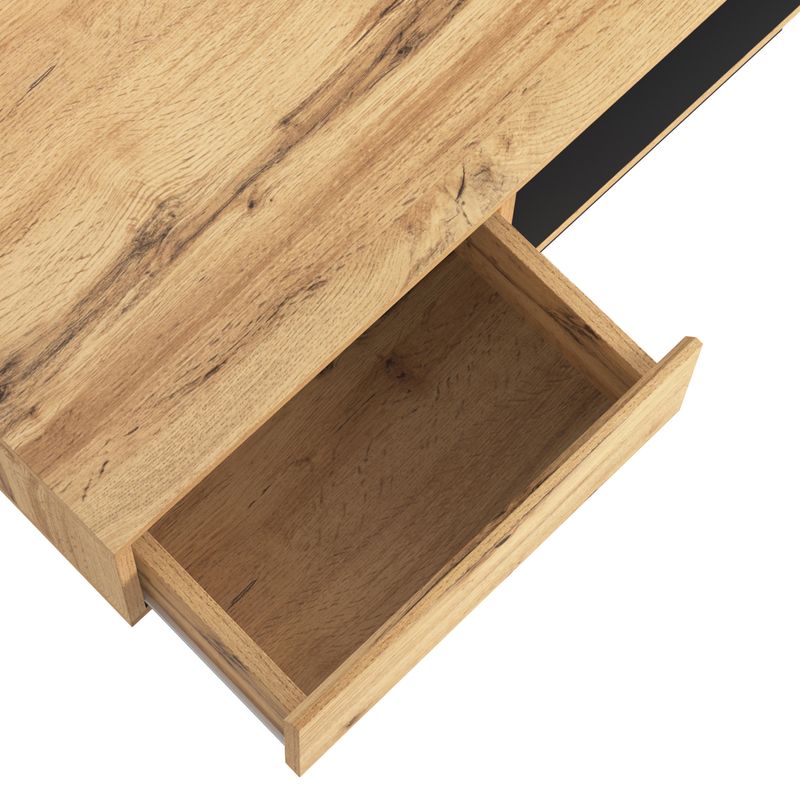Table basse en bois avec tiroir caché, compartiment de rangement ouvert et espace de rangement arrière, rangement double face pour salon ou bureau, table de canapé grande capacité_voghion.com