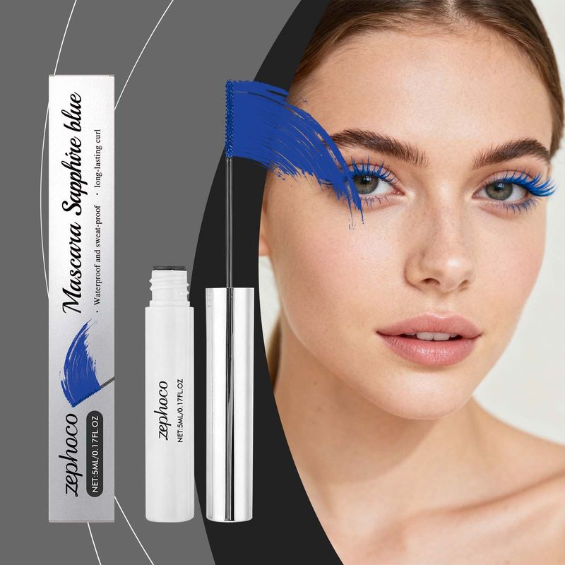 ZEPHOCO Blaue, natürlich formende, schwungvolle, glatte, wischfeste Make-up-Mascara_voghion.com