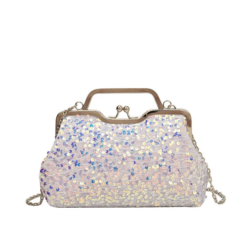Nuova borsa estiva con paillettes 2025 per donna, squisita borsa da sera di nicchia, tracolla con clip, borsa a conchiglia_voghion.com
