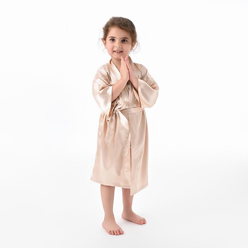Peignoir enfant | Modèle long pour enfants, couleur unie, simple, absorbant, séchage rapide, convient aussi bien aux garçons qu'aux filles - Taille 42_voghion.com