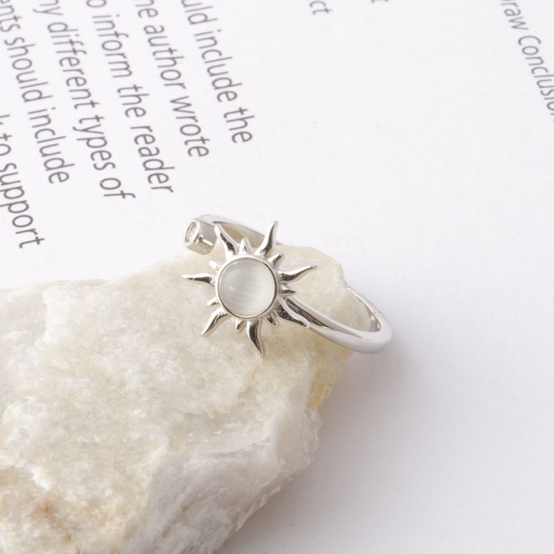 S Reinem Silber Angst Einstellbare Rotierenden Klee Zirkon Ring Weibliche_voghion.com