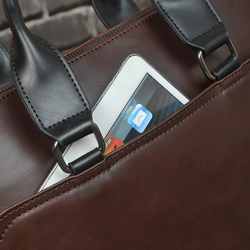 Cartella portatile casual da lavoro, borsa a tracolla in pelle PU retrò di tendenza alla moda, borsa per computer_voghion.com