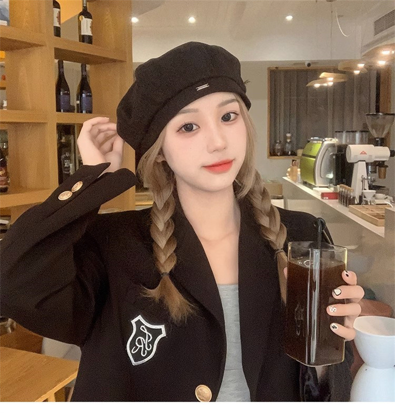 Spring and Autumn Hat Children's New Starry Sky Beilei Hat Fashionable and Simple Retro Painter Hat Octagonal Hat Showcasing Face Small Hat_voghion.com