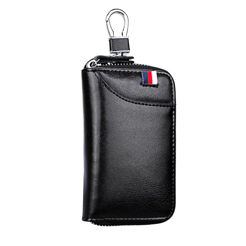 Neue große Kapazität echtes Leder Reißverschluss Schlüsseltasche Herren Taille hängen Rindsleder Damen Kartenhalter Auto Multi-Funktion_voghion.com