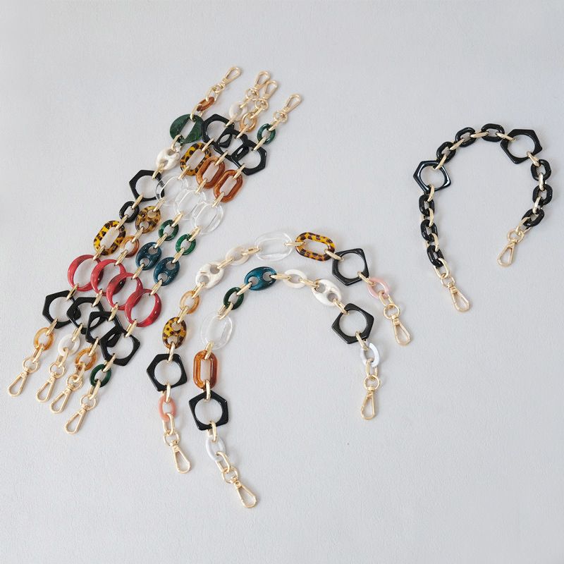 Acessórios para alça de ombro grossa, bolsa de ouro mista, resina, corrente curta de acrílico para telefone_voghion.com