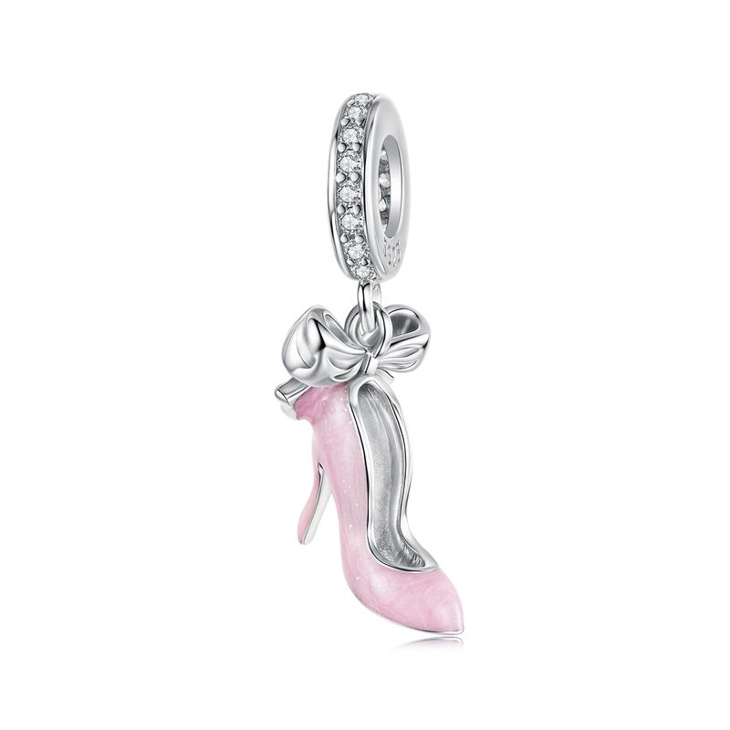 Rosa High Heels Anhänger Charm, Sterling Silber Charm Perlen_voghion.com
