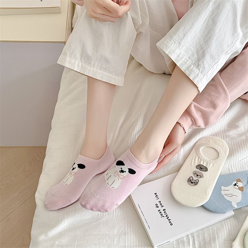 Women's & Men's Cotton No Show Socks With Cute Animal Patterns, Seamless Comfort, Breathable & Anti-Slip For Daily Wear_voghion.com
