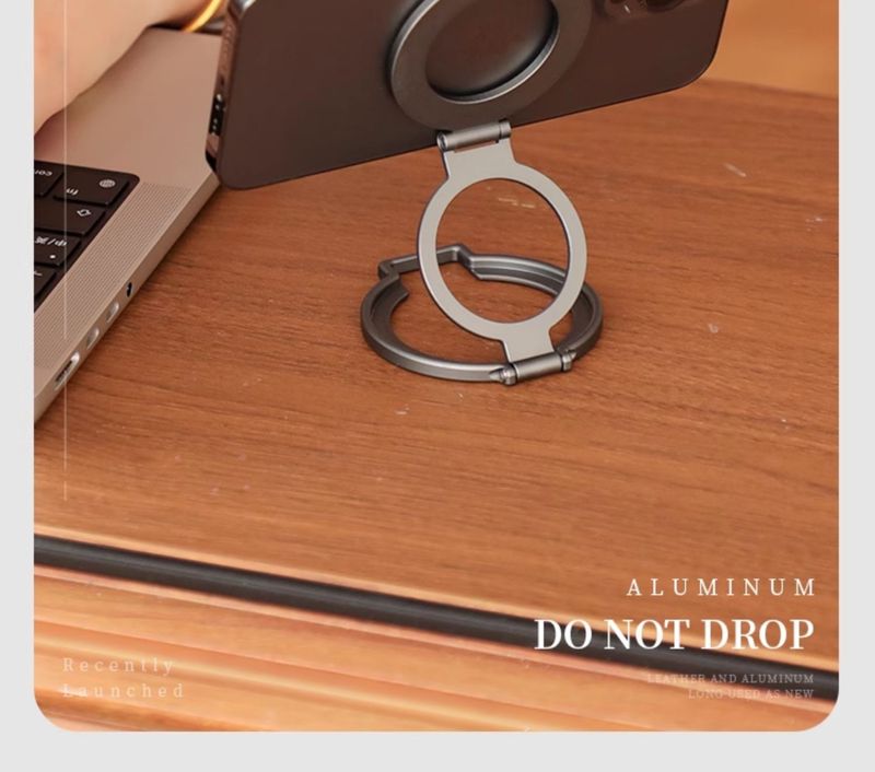 Supporto per telefono con anello magnetico in lega di alluminio 2 in 1, pieghevole, ultrasottile, girevole, per iPhone 16, 15, 14, 13, 12 Pro Max_voghion.com