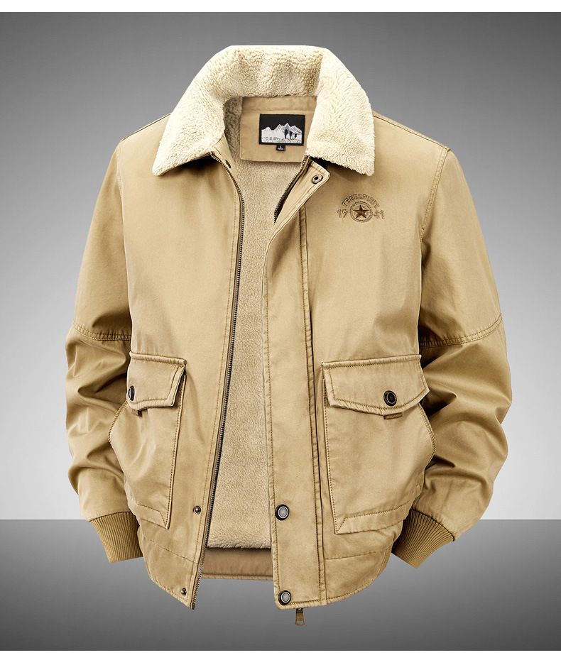 Giacca da uomo in cotone con lana di agnello, giacca invernale foderata in pile, vestibilità ampia, taglie forti, mezza età, calda, casual, anziani_voghion.com