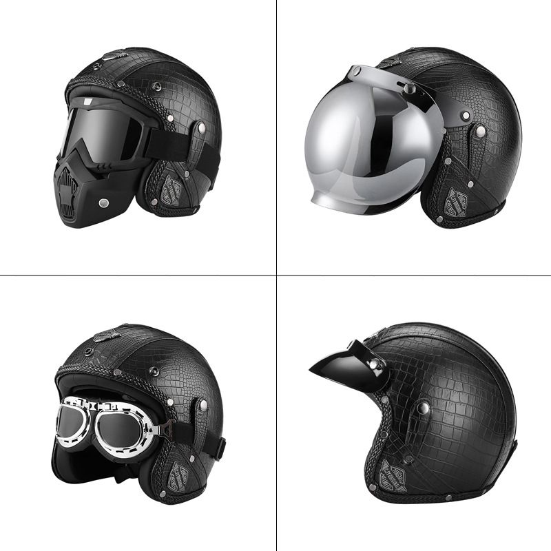 Personalisierter Elektrofahrzeughelm Halbhelm Handgemachter Helm 3/4 Lederhelm Halbhelm_voghion.com