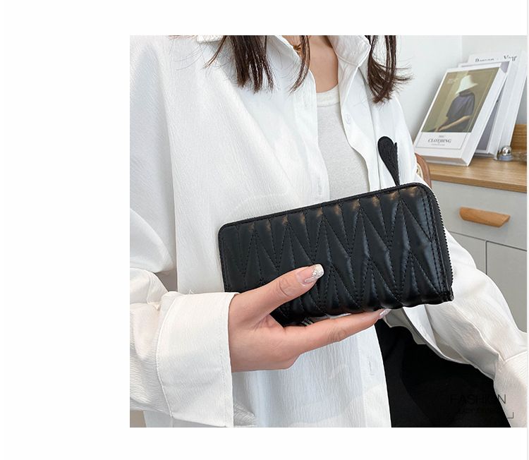 Geldbörse Damen Lange Bestickte Handytasche Geldbörse Multi-Card Kartentasche Große Kapazität Clutch Tide_voghion.com