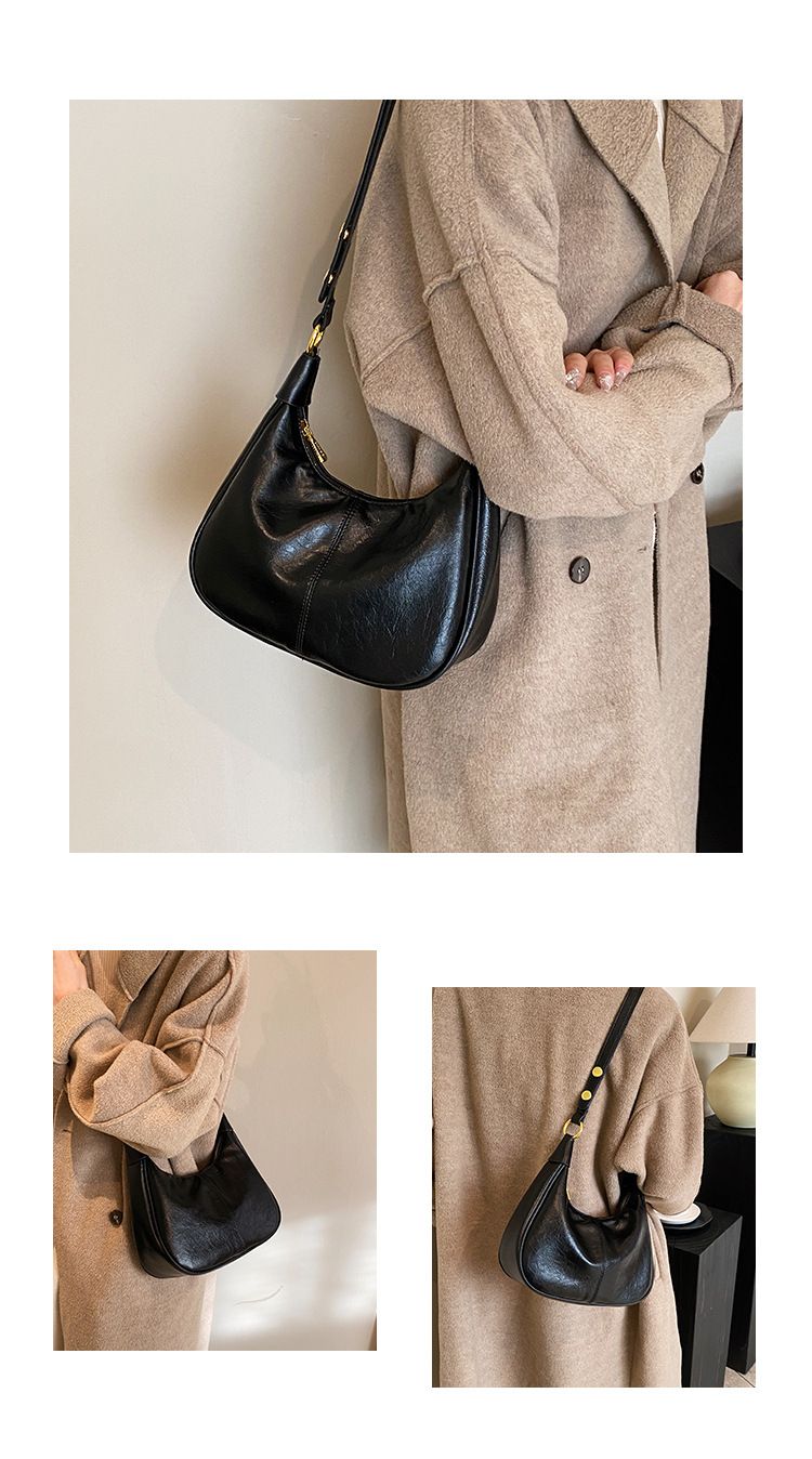 Nuevo bolso bandolera de piel encerada con aceite, textura única y versátil, estilo coreano, para mujer._voghion.com