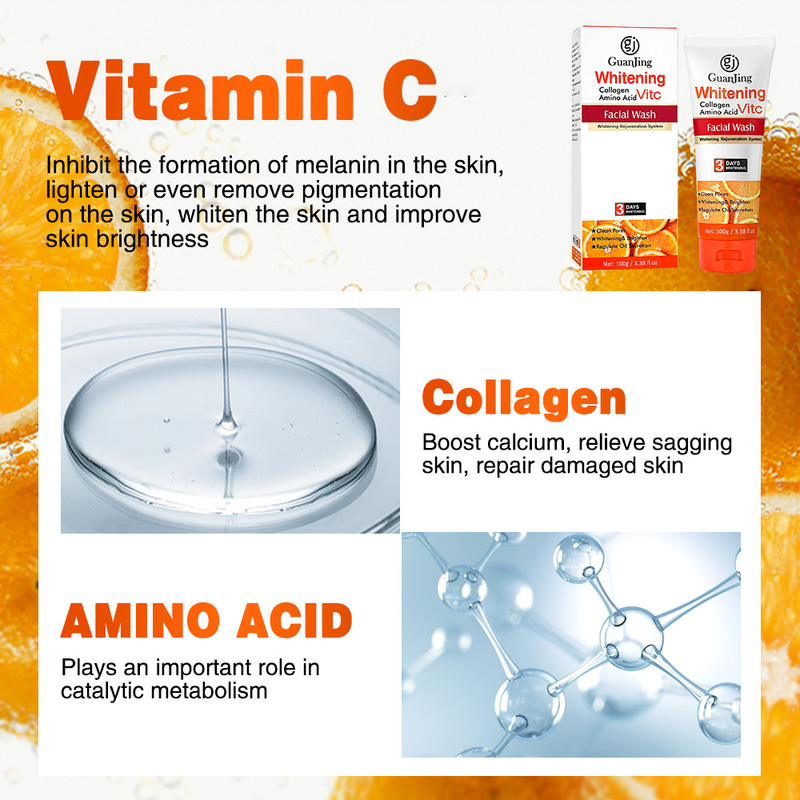 Schiuma di vitamine al collagene C Detergente viso detergente all'ollageno_voghion.com