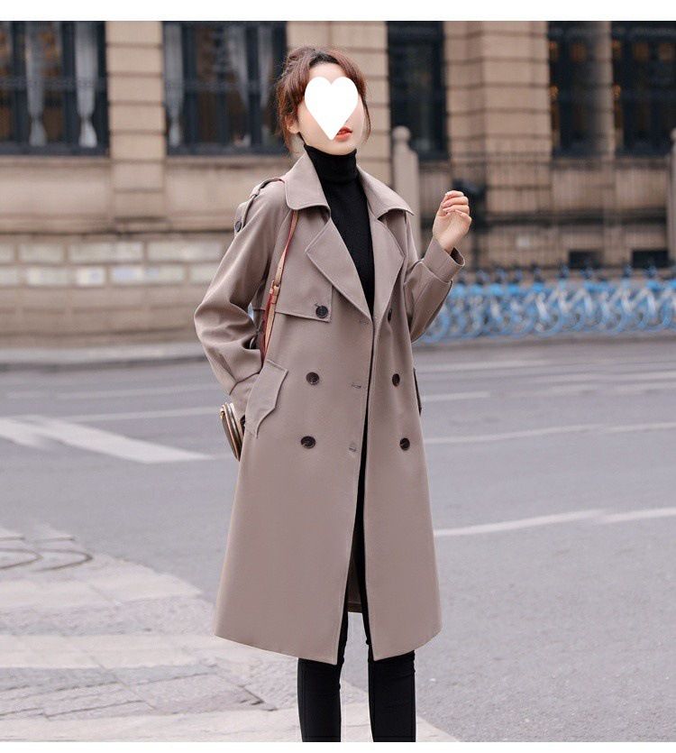 Women's Clothing Trench Coat Long Sleeve A-Line Overcoat With Notched Lapel For Autumn Spring (Khaki, Black, Brown)_voghion.com